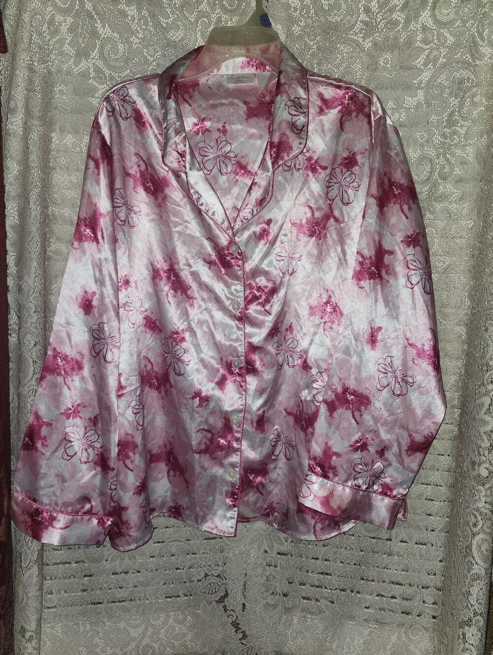 Secret Treasures Pink Floral Satin Sleep Top